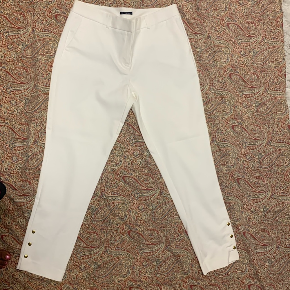 White straight leg pants